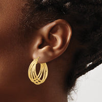 Load image into Gallery viewer, 14K Polished and Multi Textured Hoop Earrings
