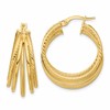 14K Polished and Multi Textured Hoop Earrings