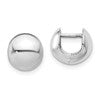 14K White Gold Polished Round Huggie Earrings