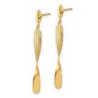 Load image into Gallery viewer, 14K Polished and Textured Post Dangle Earrings

