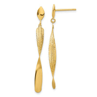 Load image into Gallery viewer, 14K Polished and Textured Post Dangle Earrings
