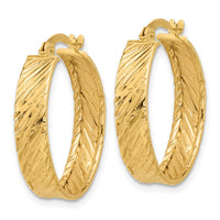 Load image into Gallery viewer, 14K Polished and Textured Round Hoop Earrings
