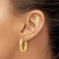 Load image into Gallery viewer, 14K Polished and Textured Round Hoop Earrings
