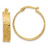 14K Polished and Textured Round Hoop Earrings