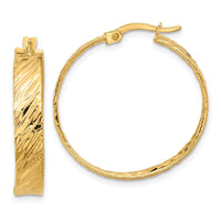 Load image into Gallery viewer, 14K Polished and Textured Round Hoop Earrings
