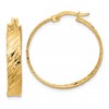 14K Polished and Textured Round Hoop Earrings