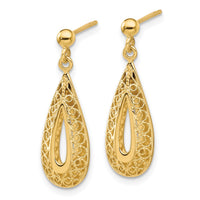 Load image into Gallery viewer, 14K Filigree Teardrop Post Dangle Earrings
