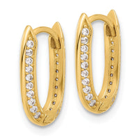 Load image into Gallery viewer, 14K Polished CZ Hinged Hoop Earrings
