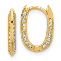 Load image into Gallery viewer, 14K Polished CZ Hinged Hoop Earrings
