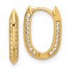 14K Polished CZ Hinged Hoop Earrings