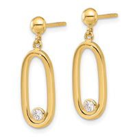Load image into Gallery viewer, 14K Polished CZ Oval Dangle Post Earrings
