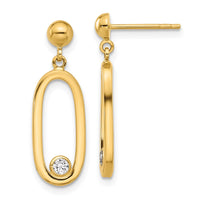 Load image into Gallery viewer, 14K Polished CZ Oval Dangle Post Earrings
