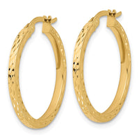 Load image into Gallery viewer, 14K Diamond-cut Hoop Earrings

