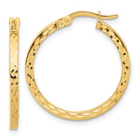 Load image into Gallery viewer, 14K Diamond-cut Hoop Earrings
