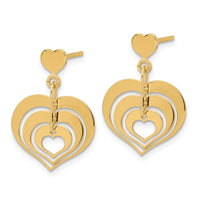 Load image into Gallery viewer, 14K Polished Hearts Dangle Post Earrings
