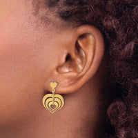 Load image into Gallery viewer, 14K Polished Hearts Dangle Post Earrings

