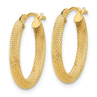 Load image into Gallery viewer, 14K Polished and Textured Oval Hoop Earrings
