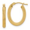 14K Polished and Textured Oval Hoop Earrings
