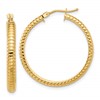 14K Polished and Textured Round Hoop Earrings