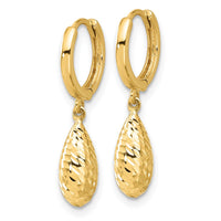 Load image into Gallery viewer, 14K Polished and Diamond-cut Dangle Hoop Earrings
