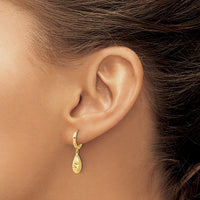 Load image into Gallery viewer, 14K Polished and Diamond-cut Dangle Hoop Earrings
