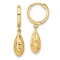 Load image into Gallery viewer, 14K Polished and Diamond-cut Dangle Hoop Earrings
