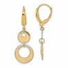 14K Two-tone Polished and Dia-cut Circles Dangle Leverback Earring