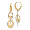 14K Two-tone Polished and Dia-cut Ovals Dangle Leverback Earrings