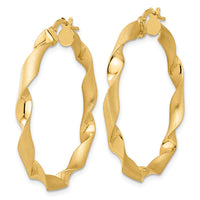 Load image into Gallery viewer, 14K Polished and Brushed Twisted Hoop Earrings

