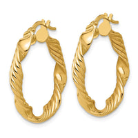 Load image into Gallery viewer, 14K Polished and Textured Round Hoop Earrings
