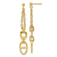 Load image into Gallery viewer, 14K Polished and Textured Dangle Post Earrings
