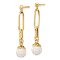 Load image into Gallery viewer, 14K Polished Freshwater Cultured Pearl Post Dangle Earrings
