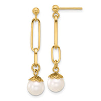 Load image into Gallery viewer, 14K Polished Freshwater Cultured Pearl Post Dangle Earrings
