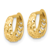 Load image into Gallery viewer, 14K Polished and Diamond-cut Huggie Hoop Earrings
