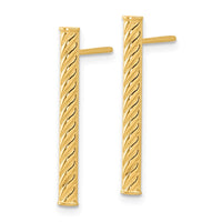 Load image into Gallery viewer, 14K Polished and Textured Bar Post Earrings
