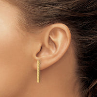 Load image into Gallery viewer, 14K Polished and Textured Bar Post Earrings
