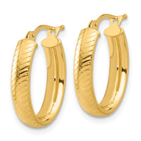 Load image into Gallery viewer, 14K Polished and Textured Oval Hoop Earrings
