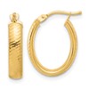 14K Polished and Textured Oval Hoop Earrings