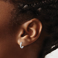 Load image into Gallery viewer, 14K  White Gold Polished/Diamond-cut Huggie Hoop Earrings
