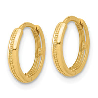 Load image into Gallery viewer, 14K Polished and Textured Huggie Hoop Earrings
