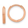 14K Rose Gold Polished and Textured Huggie Hoop Earrings