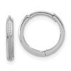 14K White Gold Polished and Textured Huggie Hoop Earrings
