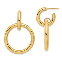 Load image into Gallery viewer, 14K Polished Circle Dangle Hoop Post Earrings
