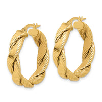 Load image into Gallery viewer, 14K Polished and Textured Braided Hoop Earrings
