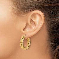 Load image into Gallery viewer, 14K Polished and Textured Braided Hoop Earrings
