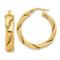 Load image into Gallery viewer, 14K Polished and Textured Braided Hoop Earrings
