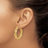 Load image into Gallery viewer, 14K Polished and Textured Braided Hoop Earrings
