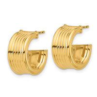 Load image into Gallery viewer, 14K Polished and Grooved J-Hoop Post Earrings

