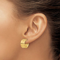Load image into Gallery viewer, 14K Polished and Grooved J-Hoop Post Earrings
