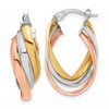 14K w/ White Rhod & Rose Gold-plating Polished Twist Hoop Earrings